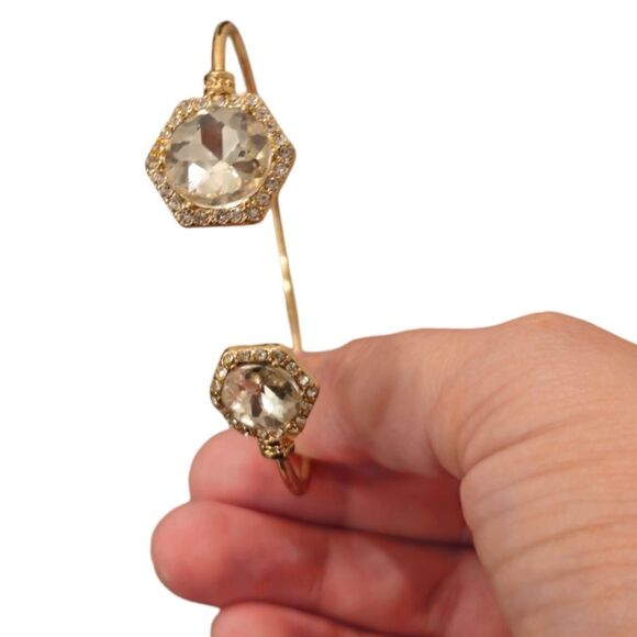 Sparkling Crystal Open Top Cuff Bangle - Picture 14 of 15